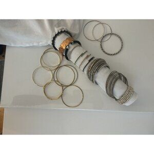Bling! Bling! 20 Bracelets Gold & Silver Tone Faux Gemstones Bangles Wrap